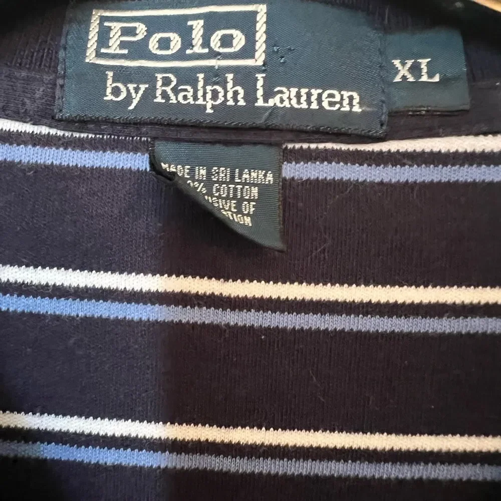 Ralph Lauren Blue and White Striped Polo Shirt